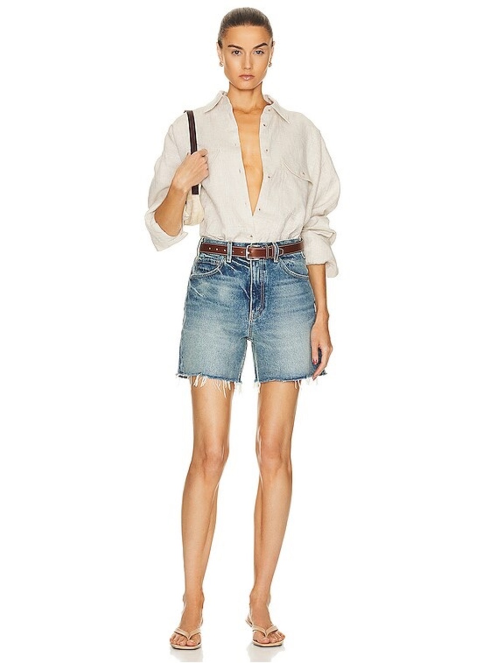 Nili Lotan Yoann Denim Shorts Cut Off Summer Wash Blue Size 28